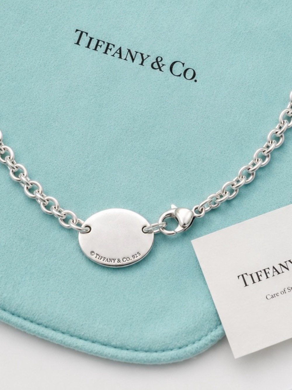 Authentic Tiffany & Co. Return to Tiffany Oval Tag Necklace Silver 15.75” - Picture 4 of 5